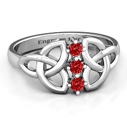 Sláine Celtic Knot Ring in 925 Sterling Silver with Garnet