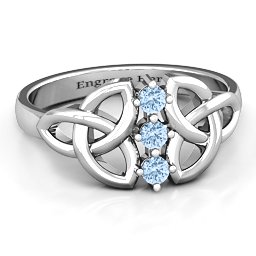 Sláine Celtic Knot Ring in 925 Sterling Silver with Aquamarine