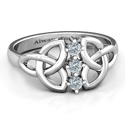 Sláine Celtic Knot Ring in 925 Sterling Silver with Diamond