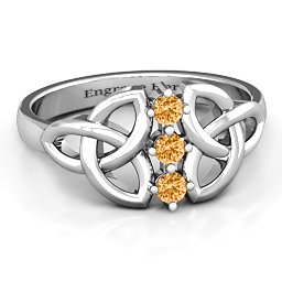 Sláine Celtic Knot Ring in 925 Sterling Silver with Citrine