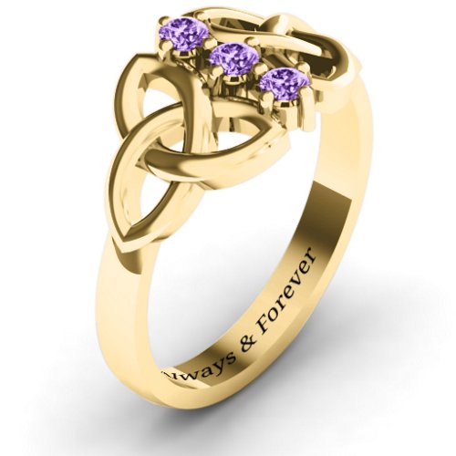 Sláine Celtic Knot Ring – 10K Yellow Gold with Amethyst