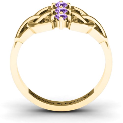 Sláine Celtic Knot Ring – 10K Yellow Gold with Amethyst