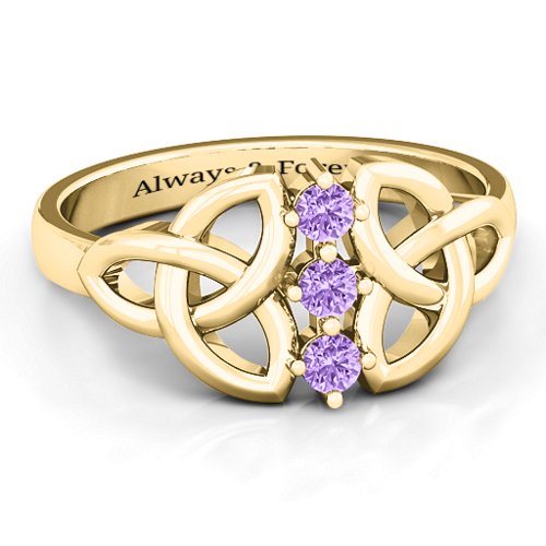 Sláine Celtic Knot Ring – 10K Yellow Gold with Amethyst