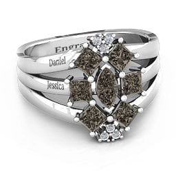 Arachna Center Marquise and Princess Ring with Accents