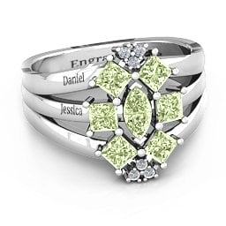 Arachna Center Marquise and Princess Ring with Accents