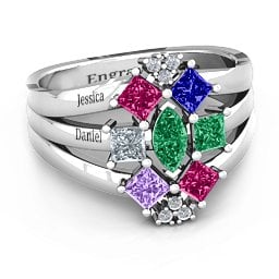 Arachna Center Marquise and Princess Ring with Accents