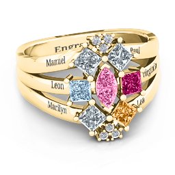 Arachna Center Marquise and Princess Ring with Accents