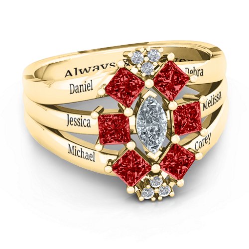 Arachna Center Marquise and Princess Ring with Accents