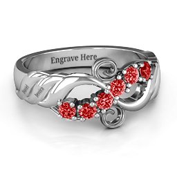 Ariel Wave and Swirl Ring in 925 Sterling Silver with Garnet