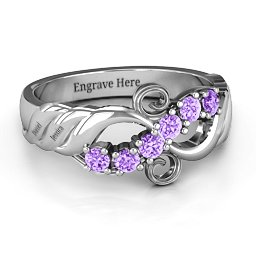 Ariel Wave and Swirl Ring in 925 Sterling Silver with Amethyst