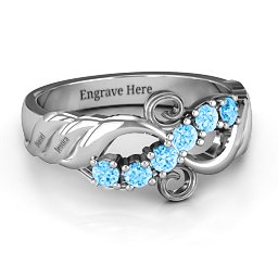 Ariel Wave and Swirl Ring in 925 Sterling Silver with Blue Topaz