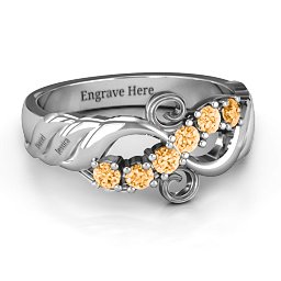Ariel Wave and Swirl Ring in 925 Sterling Silver with Citrine