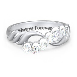 Engravable Infinity Wave Ring with Gemstones in 925 Sterling Silver