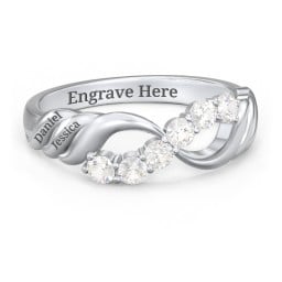 Engravable Infinity Wave Ring with Gemstones