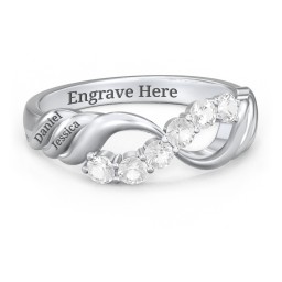 Engravable Infinity Wave Ring with Gemstones