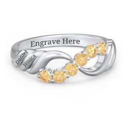 Engravable Infinity Wave Ring with Gemstones