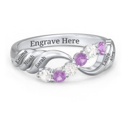 Engravable Infinity Wave Ring with Gemstones