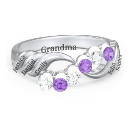 Engravable Infinity Wave Ring with Gemstones