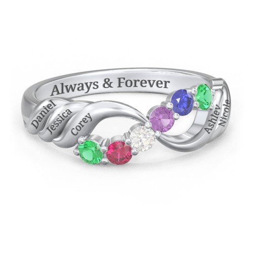 Engravable Infinity Wave Ring with Gemstones