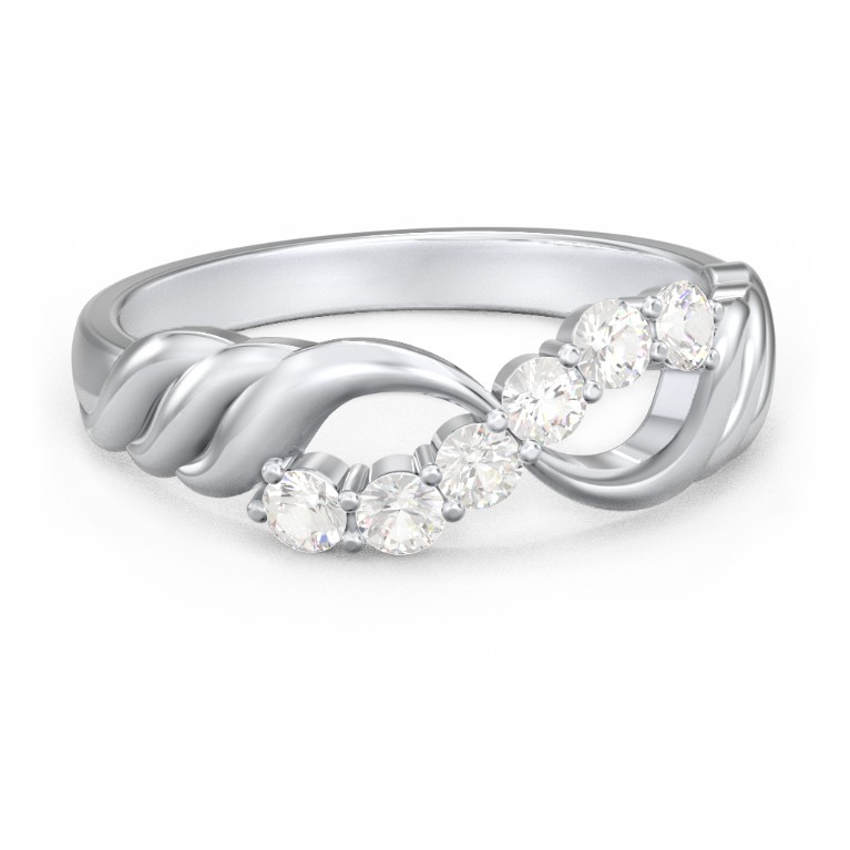 Engravable Infinity Wave Ring with Gemstones | Jewlr