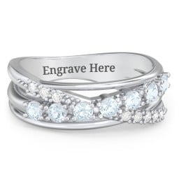 7 Stone Crossover Ring with Accents
