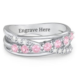 7 Stone Crossover Ring with Accents
