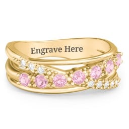 7 Stone Crossover Ring with Accents