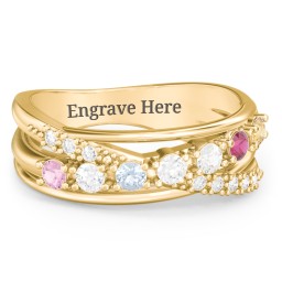 7 Stone Crossover Ring with Accents