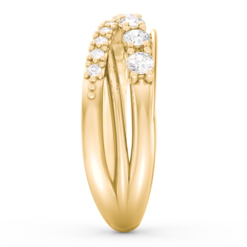 7 Stone Crossover Ring with Accents