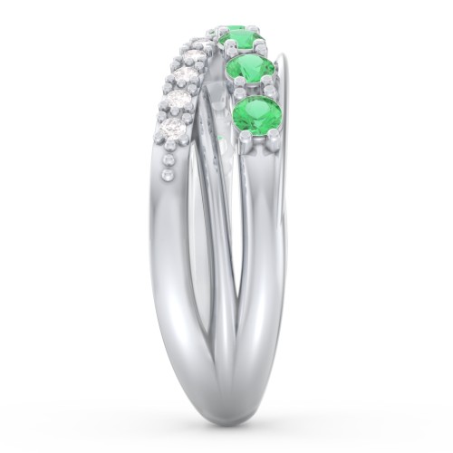 7 Stone Crossover Ring with Accents