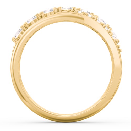 7 Stone Crossover Ring with Accents