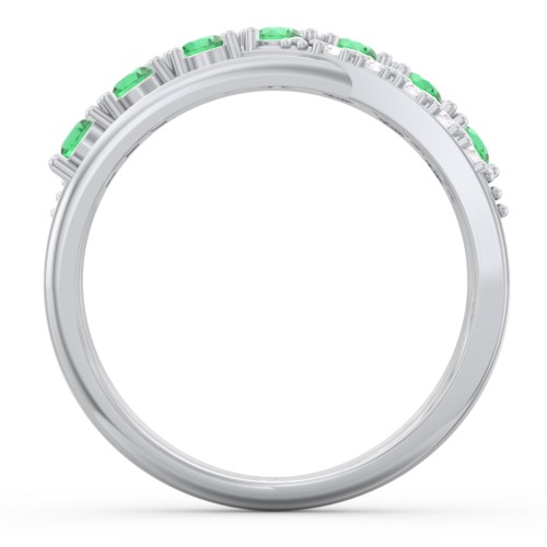 7 Stone Crossover Ring with Accents