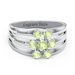 Spidra' Round Center Ring in 925 Sterling Silver with Peridot