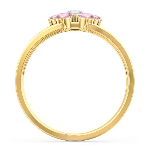 Spidra' Round Center Ring – 10K Yellow Gold with Cubic Zirconia and Pink Tourmaline