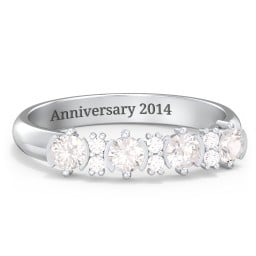 4 Stone Semi-Bezel Ring with Accents