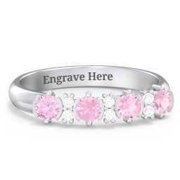 4 Stone Semi-Bezel Ring with Accents