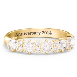 5 Stone Semi-Bezel Ring with Accents