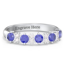 5 Stone Semi-Bezel Ring with Accents