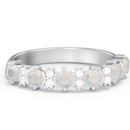 6 Stone Semi-Bezel Ring with Accents