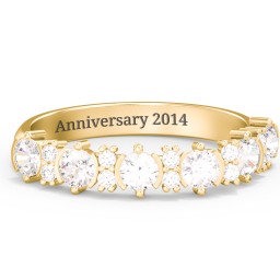 6 Stone Semi-Bezel Ring with Accents