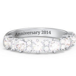 6 Stone Semi-Bezel Ring with Accents