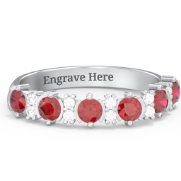 6 Stone Semi-Bezel Ring with Accents