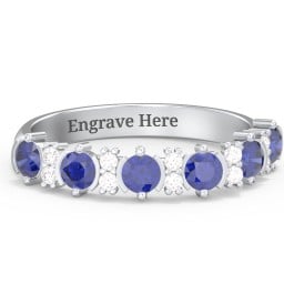 6 Stone Semi-Bezel Ring with Accents