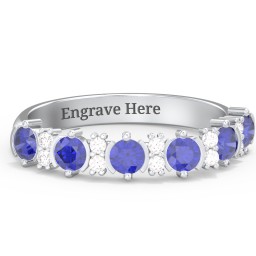 6 Stone Semi-Bezel Ring with Accents