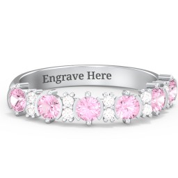 6 Stone Semi-Bezel Ring with Accents