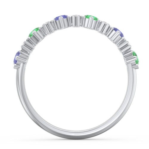 6 Stone Semi-Bezel Ring with Accents