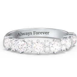 6 Stone Semi-Bezel Ring with Accents in 925 Sterling Silver with Diamond