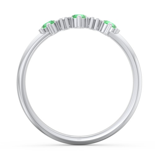 3 Stone Semi-Bezel Ring with Accents