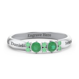 Twin Circular Half Bezel Twin Accent Ring in 925 Sterling Silver with Emerald and Green Premium Zirconia