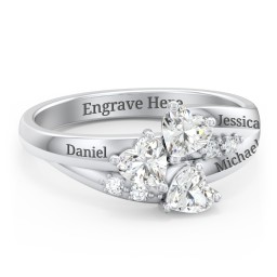 Heart Cluster Ring with Accents in 925 Sterling Silver